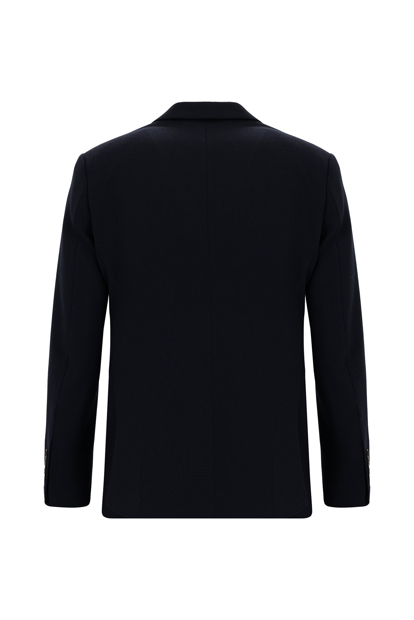 Koyu Lacivert Slim Fit Dar Kesim Yünlü Desenli Ceket