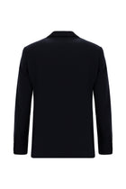 Koyu Lacivert Slim Fit Dar Kesim Yünlü Desenli Ceket