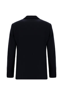 Koyu Lacivert 4 Drop Relaxed Fit Rahat Kesim Yünlü Desenli Ceket-Abdullah Ki??l?