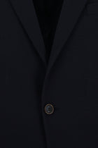 Koyu Lacivert Slim Fit Dar Kesim Yünlü Desenli Ceket