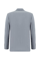 Açık Mavi Regular Fit Klasik Yünlü Keten Desenli Ceket