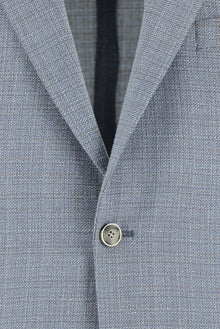 Açık Mavi Regular Fit Klasik Yünlü Keten Desenli Ceket