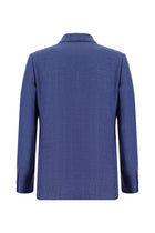 Koyu Mavi  Klasik Yünlü Keten Desenli Ceket