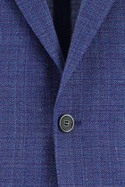 Koyu Mavi  Klasik Yünlü Keten Desenli Ceket