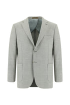 Açık Gri Relaxed Fit Rahat Kesim Yünlü Desenli Ceket