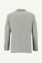Açık Gri Relaxed Fit Rahat Kesim Yünlü Desenli Ceket