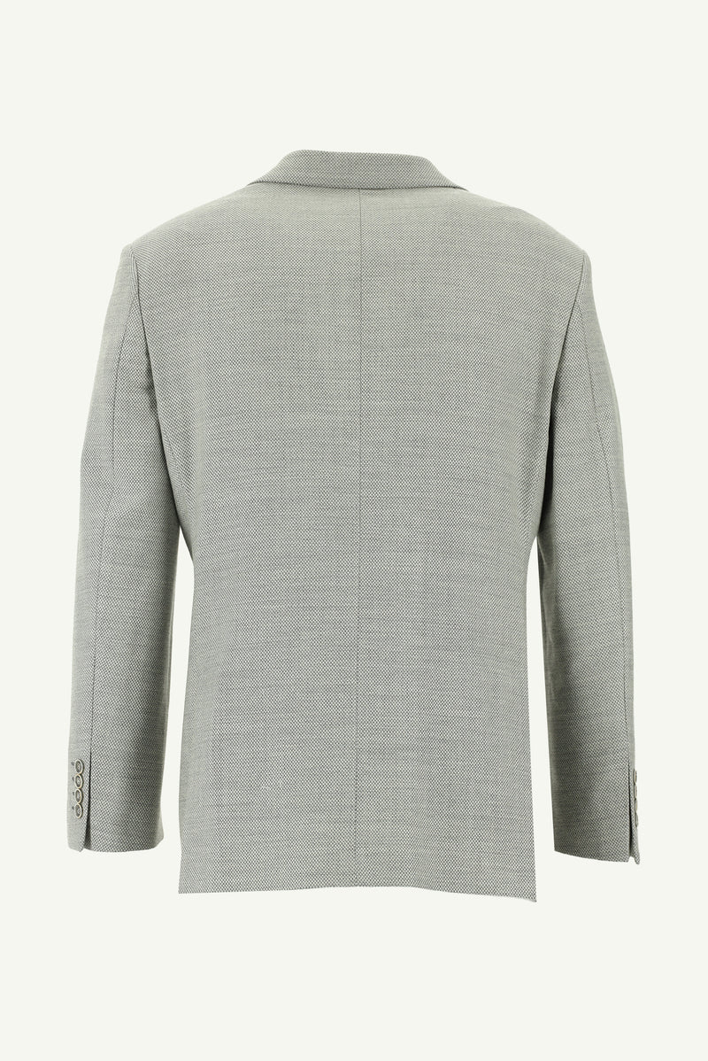 Açık Gri Relaxed Fit Rahat Kesim Yünlü Desenli Ceket