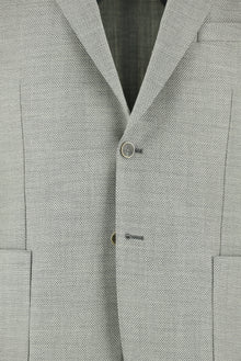 Açık Gri Relaxed Fit Rahat Kesim Yünlü Desenli Ceket
