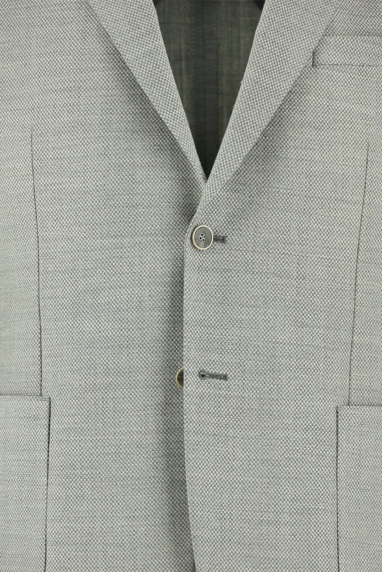 Açık Gri Regular Fit Yünlü Desenli Ceket