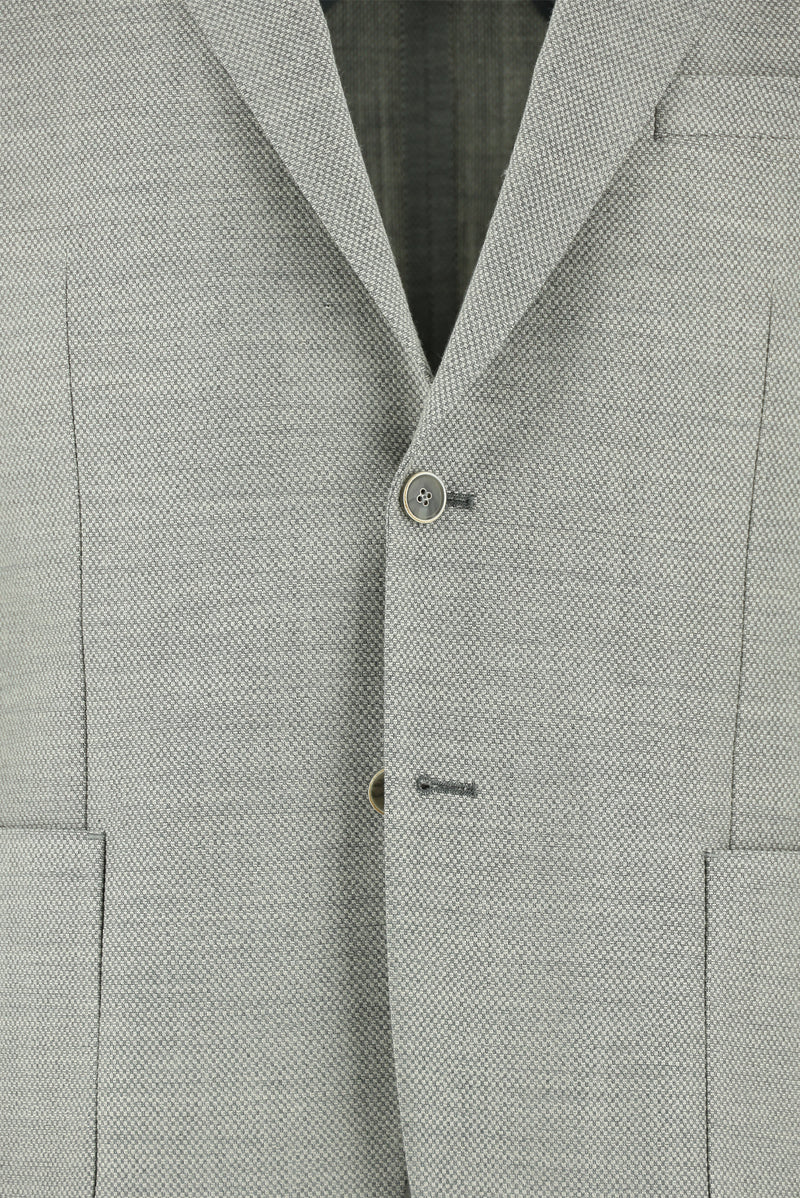 Açık Gri Regular Fit Yünlü Desenli Ceket