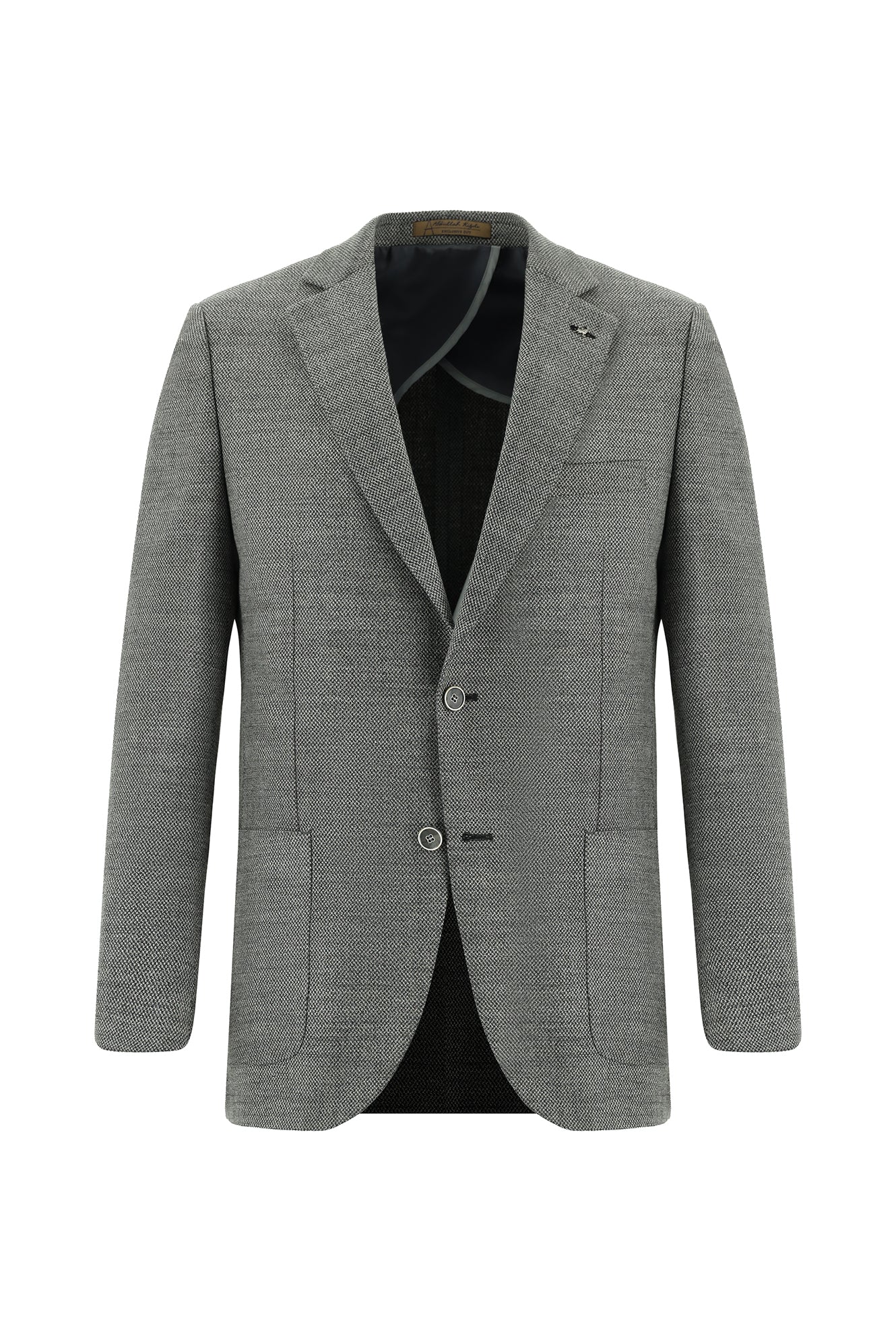 Koyu Füme Relaxed Fit Rahat Kesim Yünlü Desenli Ceket