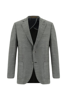 Koyu Füme Relaxed Fit Rahat Kesim Yünlü Desenli Ceket