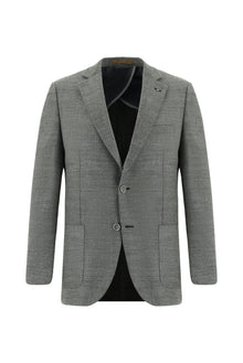 Koyu Füme 4 Drop Relaxed Fit Rahat Kesim Yünlü Desenli Ceket-Abdullah Ki??l?