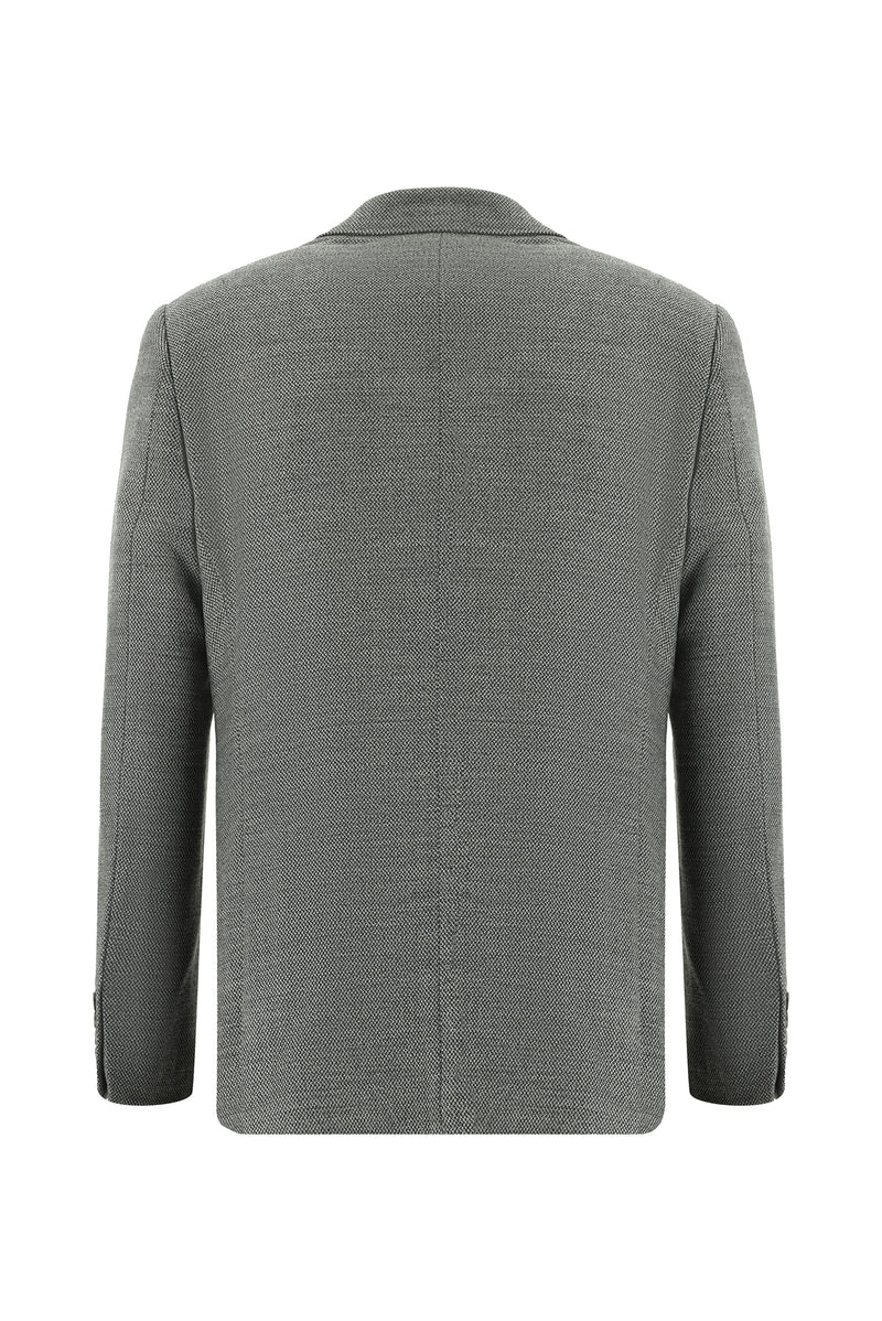 Koyu Füme Regular Fit Yünlü Desenli Ceket