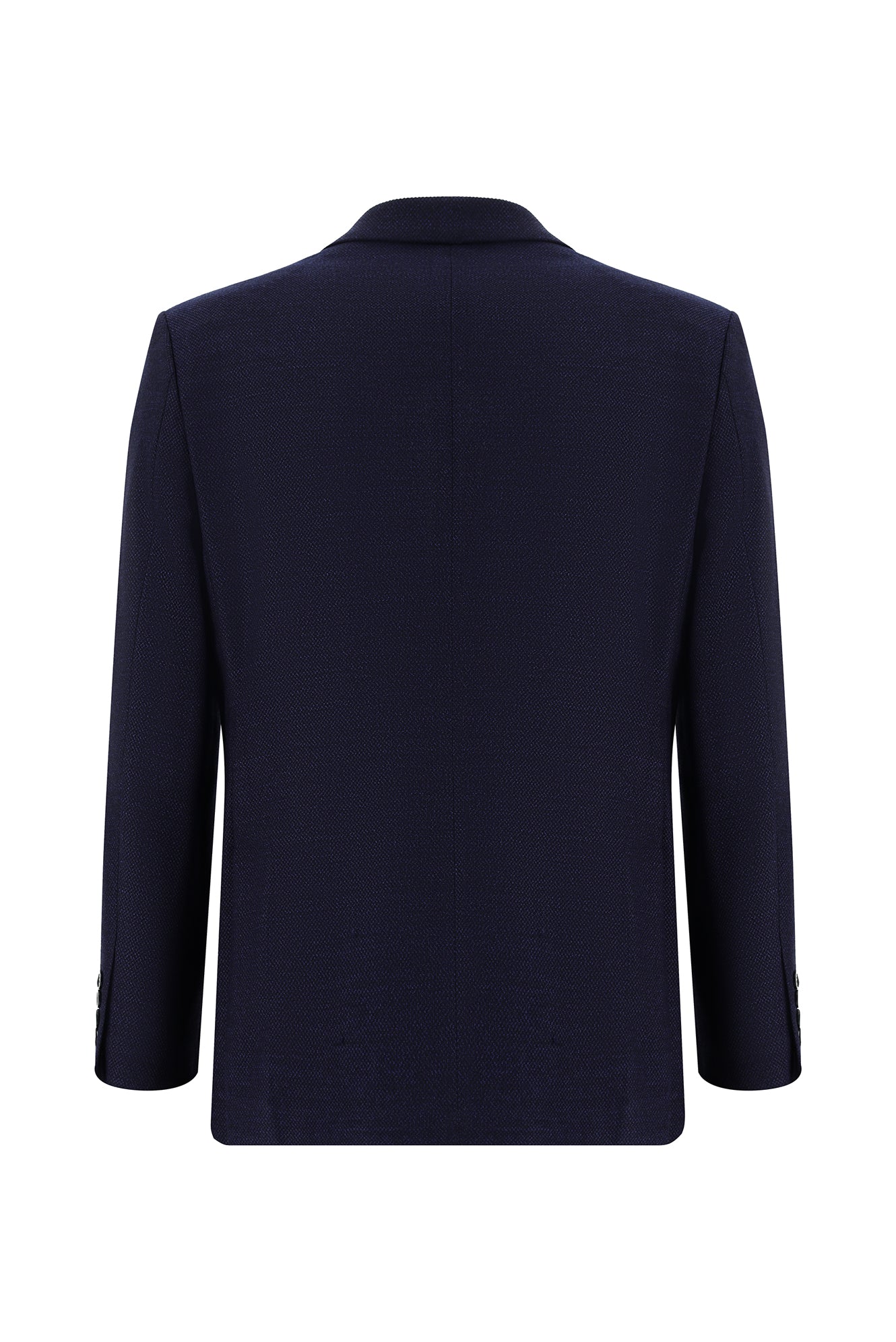 Koyu Lacivert Regular Fit Yünlü Desenli Ceket