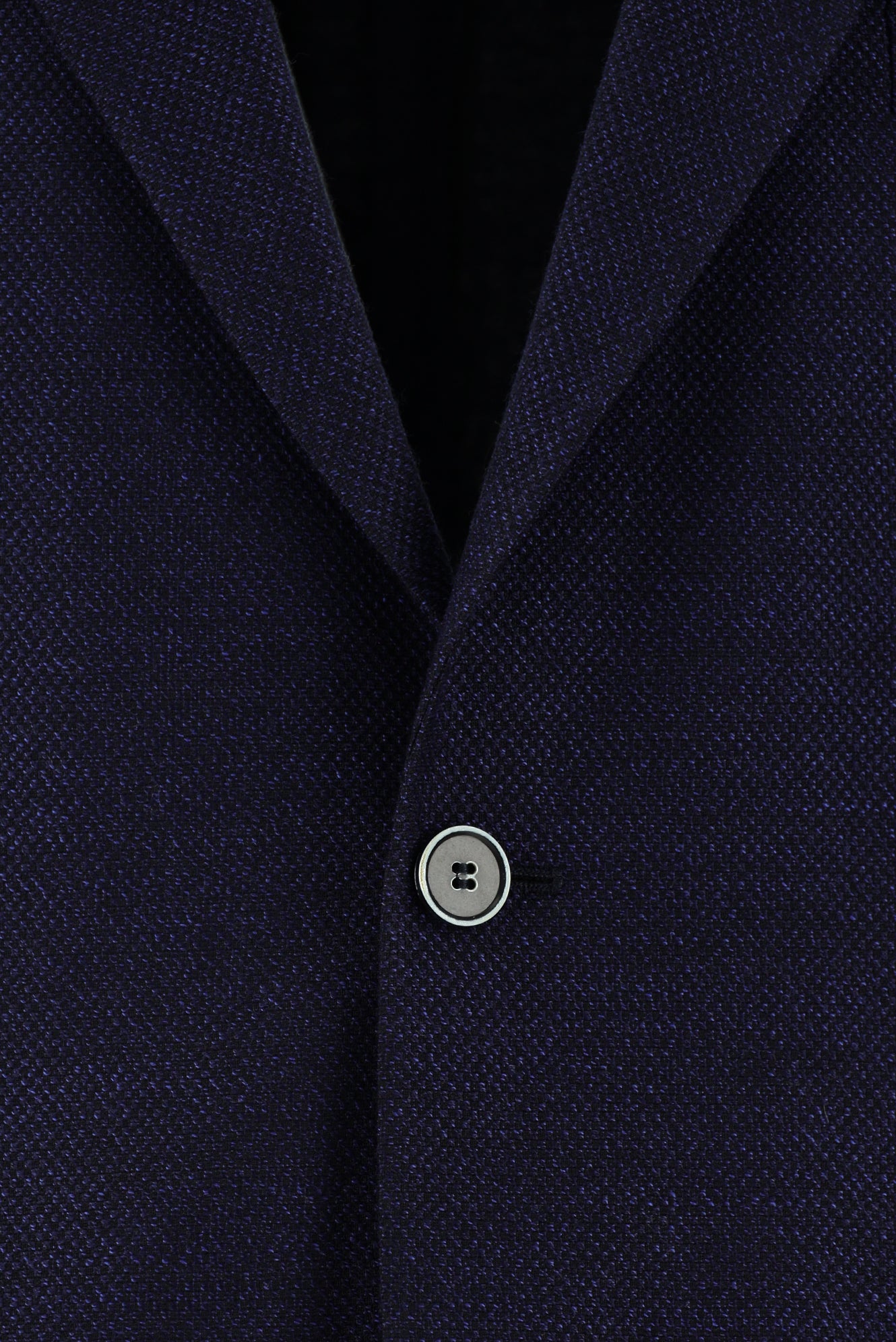 Koyu Lacivert Regular Fit Yünlü Desenli Ceket