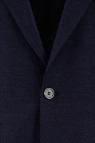 Koyu Lacivert Regular Fit Yünlü Desenli Ceket