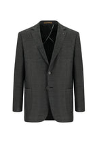 Koyu Antrasit 4 Drop Relaxed Fit Rahat Kesim Yünlü Desenli Ceket-Abdullah Ki??l?