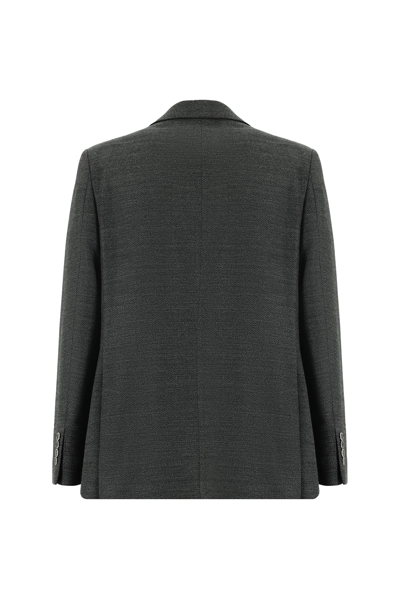 Koyu Antrasit Regular Fit Yünlü Desenli Ceket
