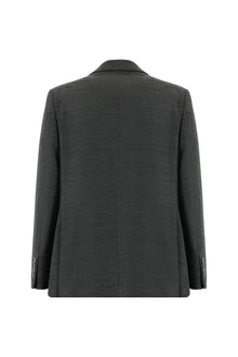 Koyu Antrasit Regular Fit Yünlü Desenli Ceket