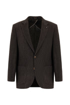 Koyu Kahve Slim Fit Dar Kesim Yünlü Desenli Ceket