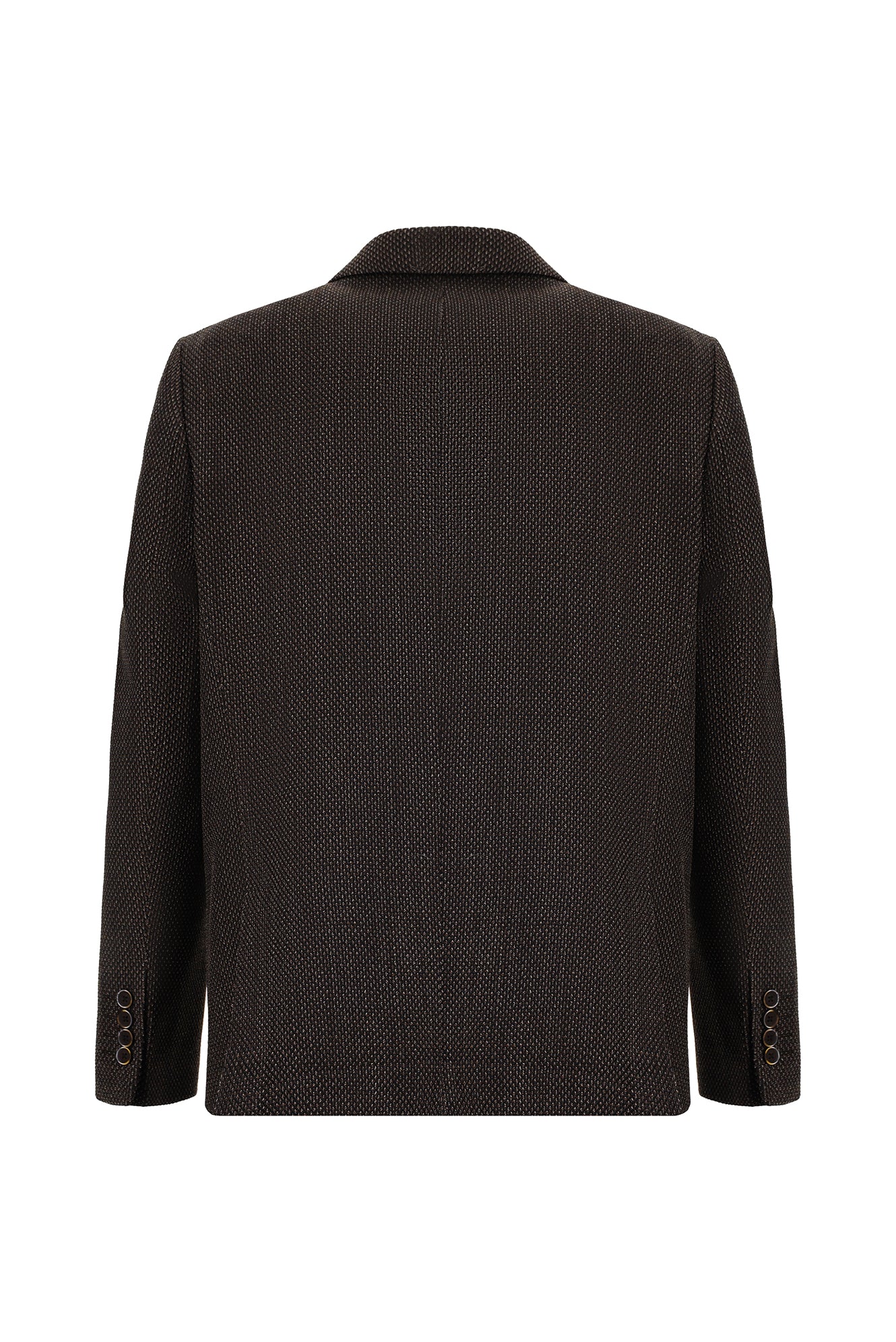 Koyu Kahve Slim Fit Dar Kesim Yünlü Desenli Ceket