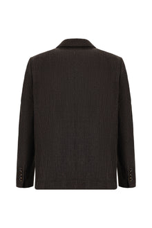 Koyu Kahve Slim Fit Dar Kesim Yünlü Desenli Ceket