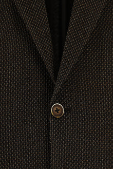 Koyu Kahve 7 Drop Slim Fit Dar Kesim Yünlü Desenli Ceket-Abdullah Ki??l?