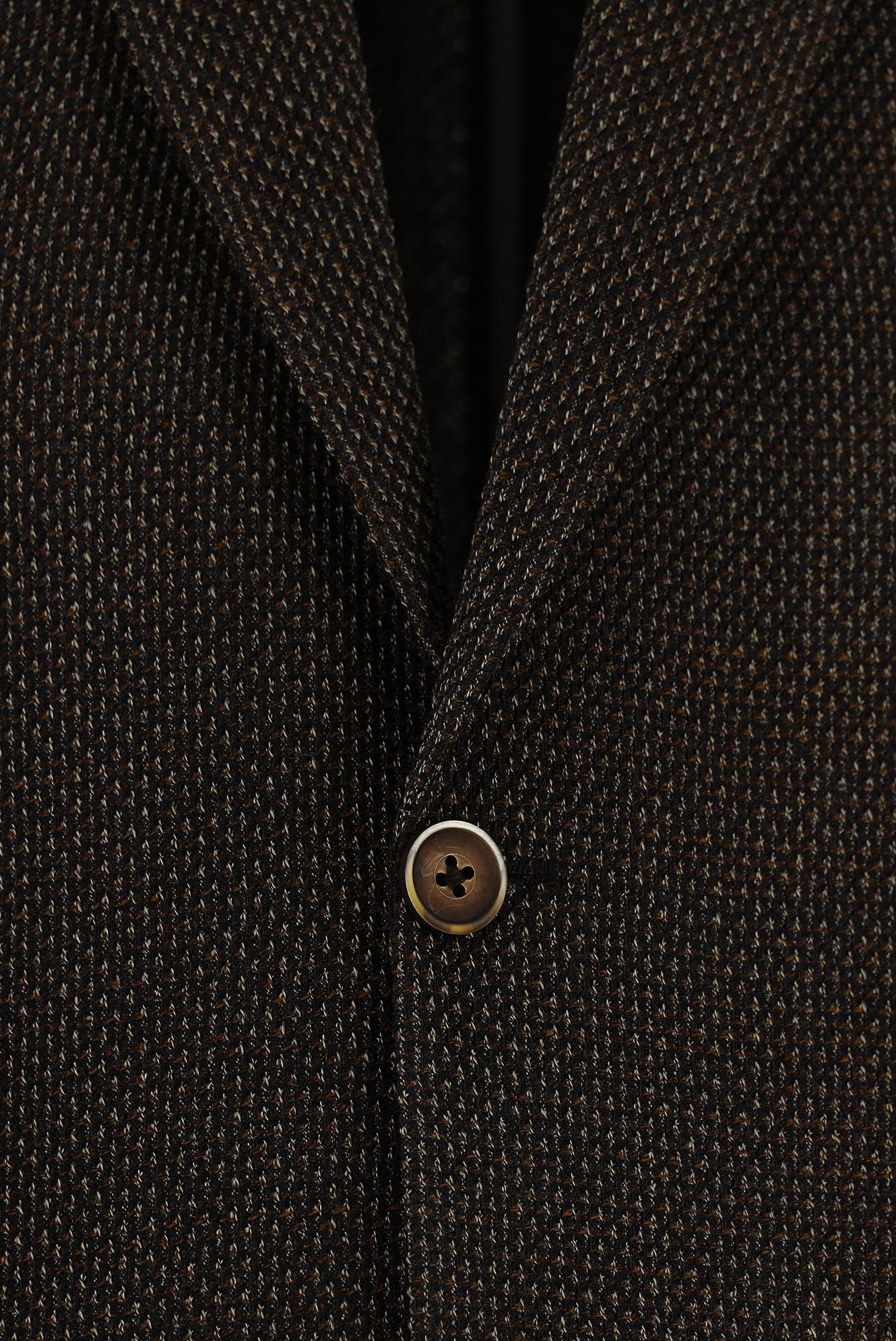 Koyu Kahve Slim Fit Dar Kesim Yünlü Desenli Ceket