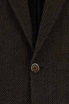 Koyu Kahve Slim Fit Dar Kesim Yünlü Desenli Ceket