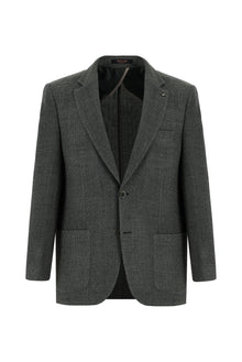 Koyu Haki Slim Fit Dar Kesim Yünlü Desenli Ceket