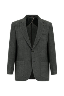 Koyu Haki 7 Drop Slim Fit Dar Kesim Yünlü Desenli Ceket-Abdullah Ki??l?