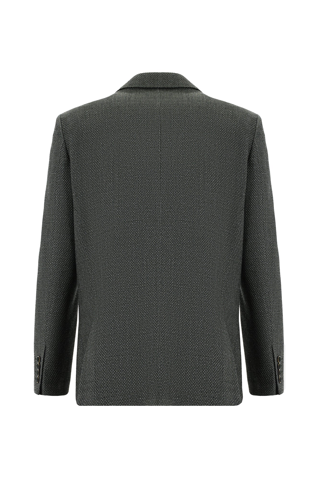 Koyu Haki Slim Fit Dar Kesim Yünlü Desenli Ceket