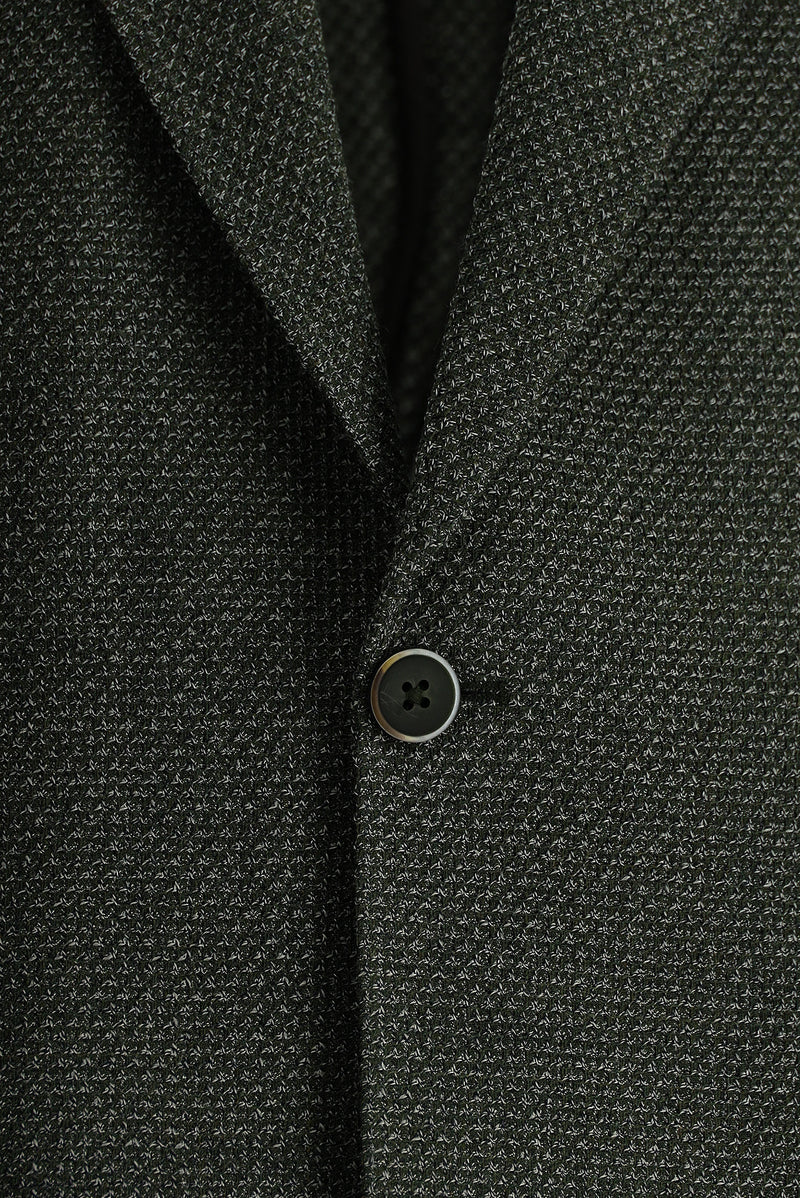 Koyu Haki Slim Fit Dar Kesim Yünlü Desenli Ceket