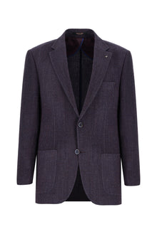 Koyu Bordo Relaxed Fit Rahat Kesim Yünlü Desenli Ceket