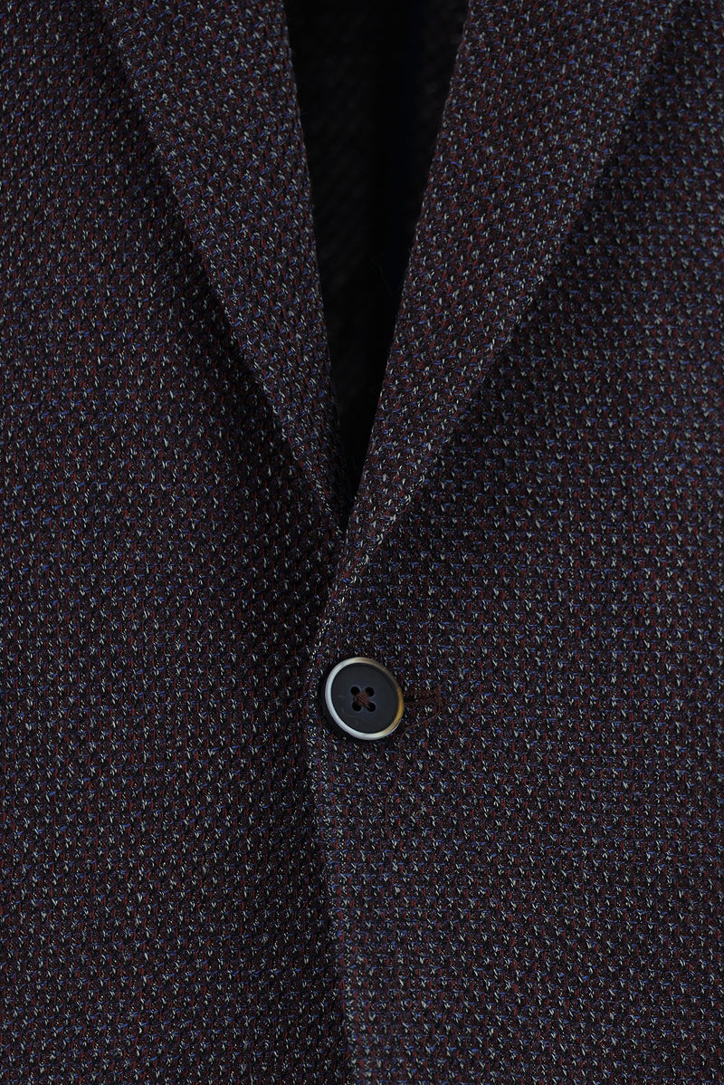 Koyu Bordo Slim Fit Dar Kesim Yünlü Desenli Ceket