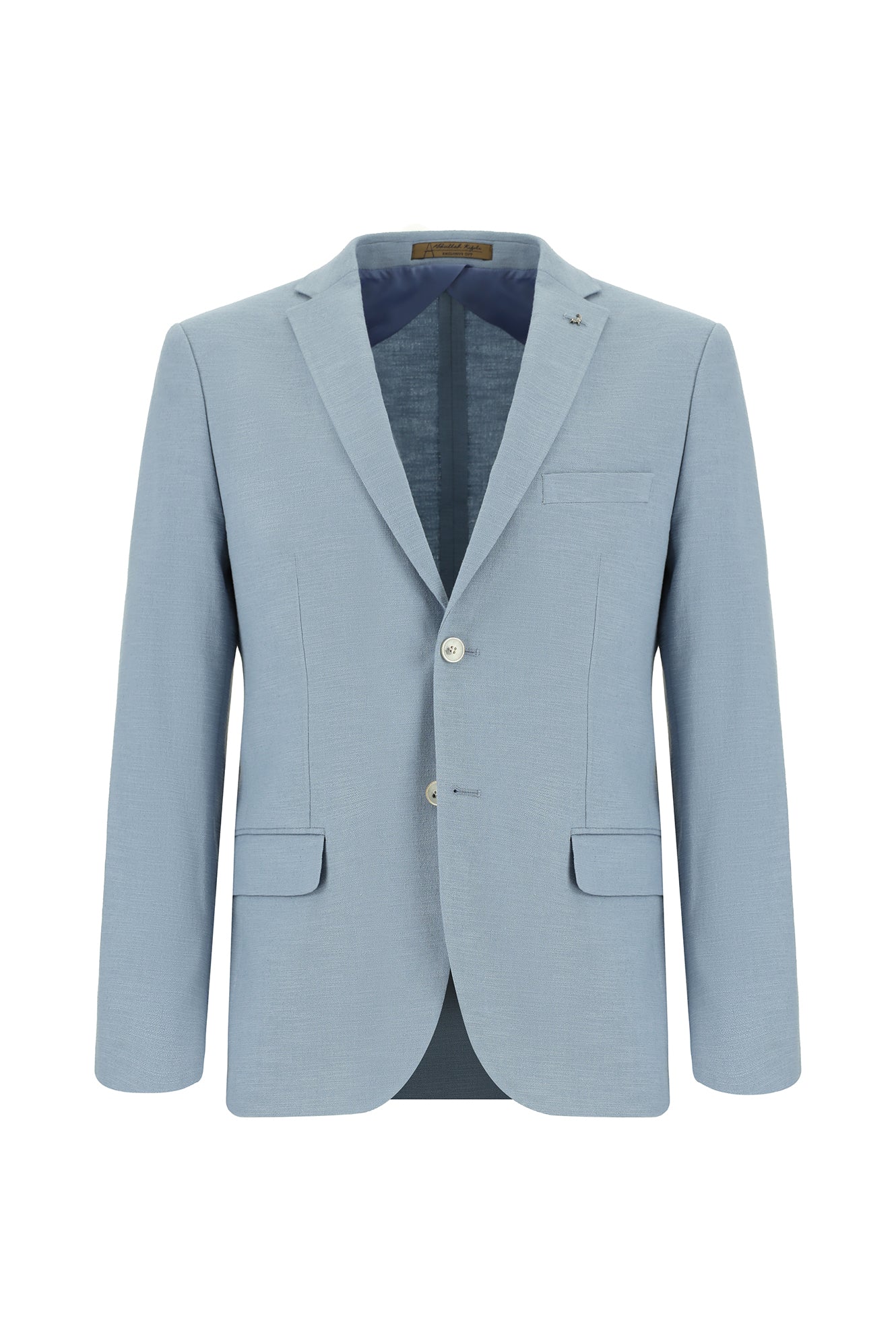 Açık Mavi Super Slim Fit Ekstra Dar Kesim Yünlü Klasik Ceket