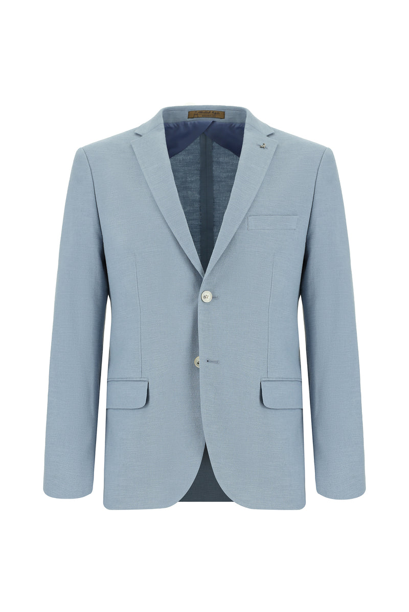 Açık Mavi Super Slim Fit Ekstra Dar Kesim Yünlü Klasik Ceket