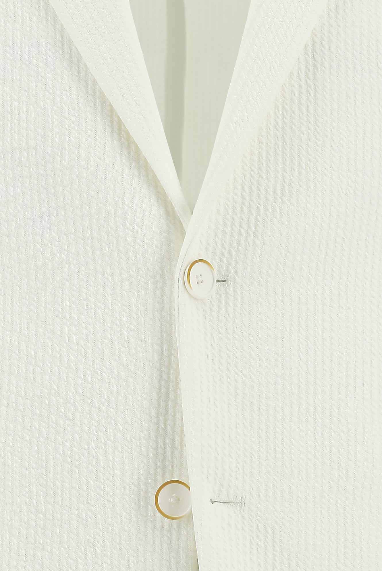 Beyaz Slim Fit Dar Kesim Desenli Gofre Pamuklu Ceket