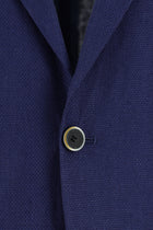 Aç?k Lacivert 7 Drop Slim Fit Dar Kesim Desenli Keten Ceket-Abdullah Ki??l?