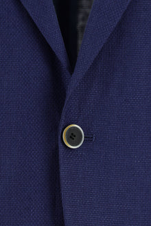 Aç?k Lacivert 7 Drop Slim Fit Dar Kesim Desenli Keten Ceket-Abdullah Ki??l?