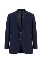 Koyu Lacivert Slim Fit Dar Kesim Desenli Keten Ceket