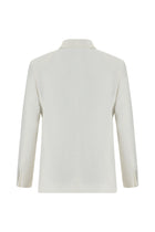 Beyaz 7 Drop Slim Fit Dar Kesim Desenli Keten Ceket-Abdullah Ki??l?