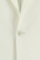 Beyaz Slim Fit Dar Kesim Desenli Keten Ceket