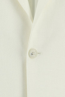 Beyaz 7 Drop Slim Fit Dar Kesim Desenli Keten Ceket-Abdullah Ki??l?