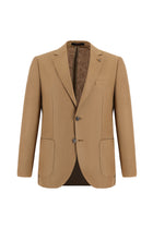 Camel Relax Fit Rahat Kesim Desenli Keten Ceket