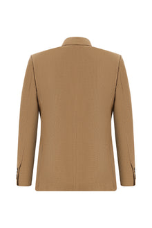 Camel 7 Drop Slim Fit Dar Kesim Desenli Keten Ceket-Abdullah Ki??l?