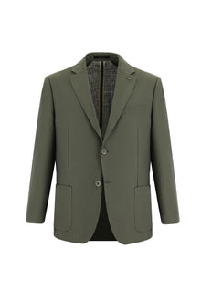 Aç?k Haki 7 Drop Slim Fit Dar Kesim Desenli Keten Ceket-Abdullah Ki??l?