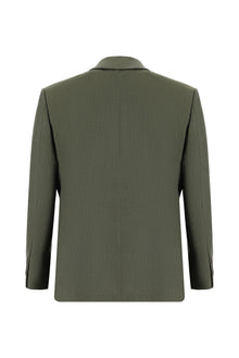 Açık Haki Slim Fit Dar Kesim Desenli Keten Ceket