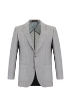 Orta Gri 6 Drop Regular Fit Standart Kesim Desenli Keten Ceket-Abdullah Ki??l?